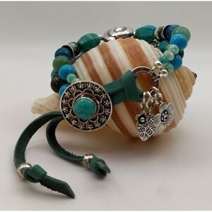Beachy Nautilus Sterling Silver Turquoise Button Closure